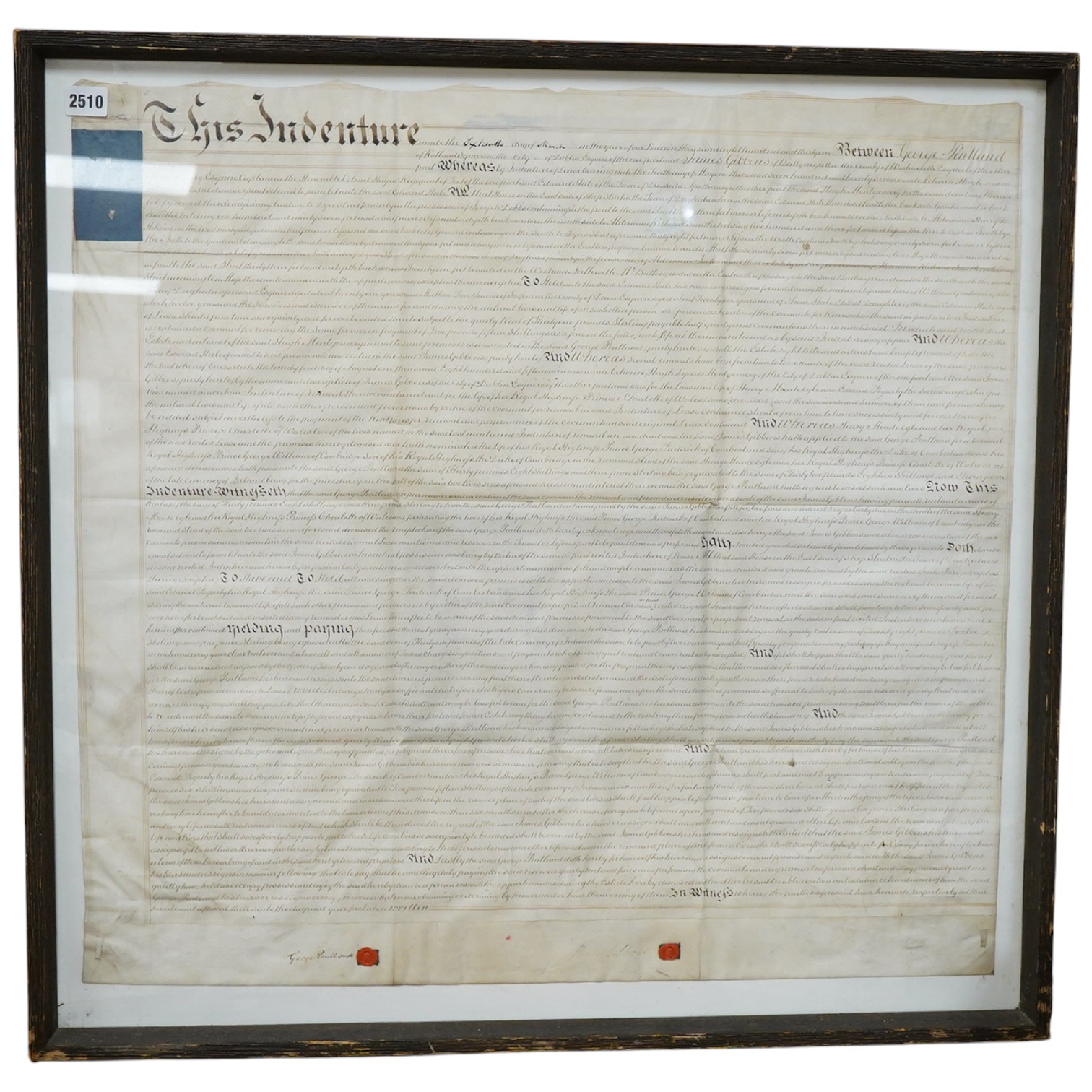 A framed Indenture, dated 1831